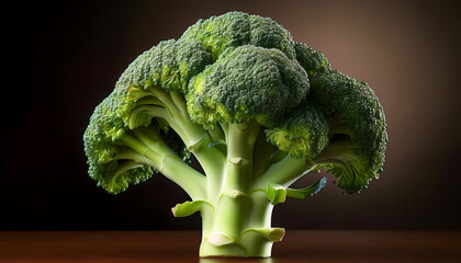 Broccoli on dark blurred background