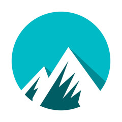 Circular peak summit circle Mountain logo design vector illustration