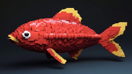 3D low-poly model of a red carp fish
