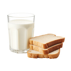 glass of milk and bread transparent background 