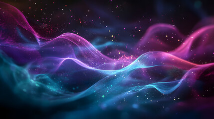 Wall Mural - blue digital background technology wave technological operations neural networks ai big data transmi