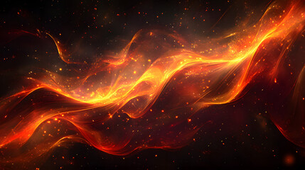 Wall Mural - orange digital background technology wave technological operations neural networks ai big data trans