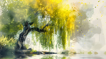 Poster - Willow Tree watercolor style