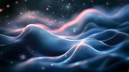 Wall Mural - red blue digital background technology wave technological operations neural networks ai big data tra