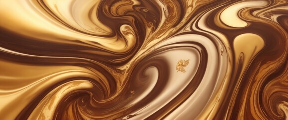 Wall Mural - liquid swirls in beautiful Brown colors with gold powder luxurious oil paint background