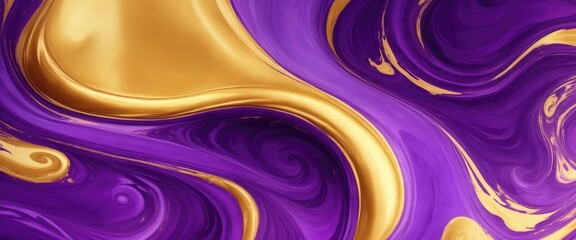 Wall Mural - liquid swirls in beautiful Purple colors with gold powder luxurious oil paint background