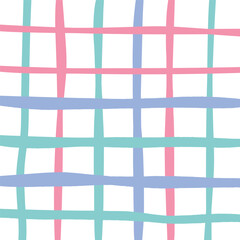 Vector hand drawn cute checkered pattern. Doodle Plaid geometrical simple texture. Crossing lines. Abstract cute delicate pattern ideal for fabric, textile, wallpaper