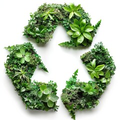 Wall Mural - Eco-friendly recycling symbol made of plants, promoting sustainability and green living.