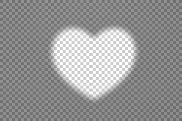 Wall Mural - shadow overlay heart shape spotlight effect isolated on a transparent background.