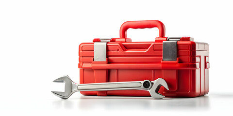 3d Flat icon as Toolbox and a wrench symbolizing tools and fixing with ample space for text. concept as A toolbox and a wrench representing the fundamentals of tools and fixing with room for writing. 