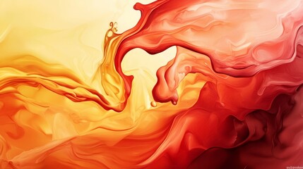 Wall Mural - Oranges, yellows, and reds swirl on yellow backdrop; centerpiece is a solitary water droplet