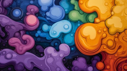 Wall Mural -  A background filled with multicolored bubbles Lower half displays bubble colors