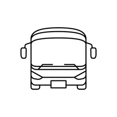 Bus public transport front view vector simple line icon