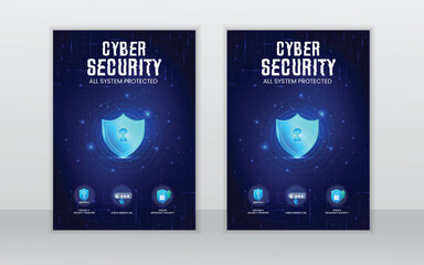 cyber security flyer design layout template,