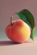 © Clemency - Ripe peach with a green leaf