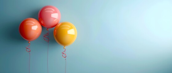 Wall Mural - colorful balloons floating in blue sky.