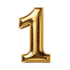 golden number 1 isolated on white, 3d render