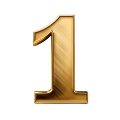 golden number 1 isolated on white, 3d render