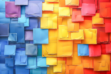 Wall Mural - Colorful abstract background with overlapping square shapes creating relief effect