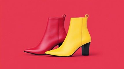 Wall Mural - Fashionable and Elegant Ankle Boots with Minimalist Flat Design for Clothing Apparel and Accessories Branding Marketing and E commerce Needs