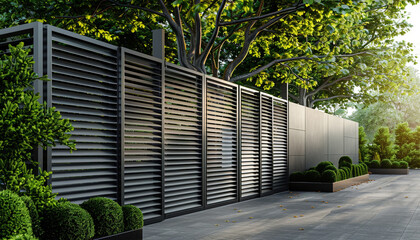 Wall Mural - Modern wooden fence with shutters blinds 