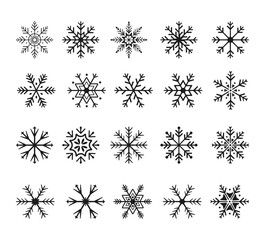 Wall Mural - set of cute snowflake icons on isolated white background new year ornament symbols for mobile apps a