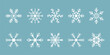 © Kamila - Set of cute snowflake icons On isolated background New Year ornament Symbols for mobile apps and website design. Flat snow icons, silhouette.