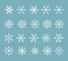 Wall Mural - set of cute snowflake icons on isolated background new year ornament symbols for mobile apps and web