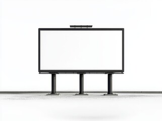 Poster - An empty trivision billboard design mockup in 3D rendered format. A rotating prisma sign template with scroll panels on plain city banner frame.