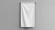 © Zaleman - Mockup of a blank white rhombus pennant, wall mounted, rendered in 3D. Empty flag mockup, isolated on the surface. Clear hanging pennant, front view. Promotion pennon template.