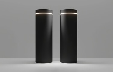 Aufkleber - Side view of a blank black and white trade show wall