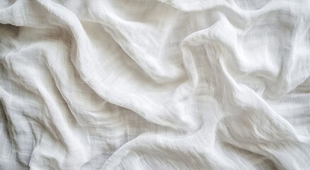 Wall Mural - Mock up of a white crumpled fabric material, from the top