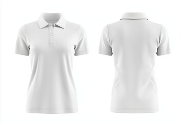 Wall Mural - Women's white polo shirt mockup, front and back