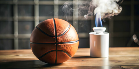 simple flat vector illustration as aromatherapy diffuser and basketball concept as an aromatherapy d