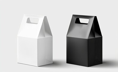 view of a black and white delivery bag that has been half-turned