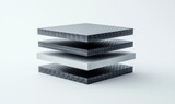 Fototapeta Panele - A mockup of layers of gray carbon, net, and rubber materials