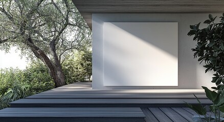 Aufkleber - An empty white gallery wall in a studio mockup, front view