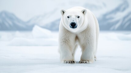 majestic polar bear in diamond frost - arctic wildlife scenery with copy space, 8k high detail image