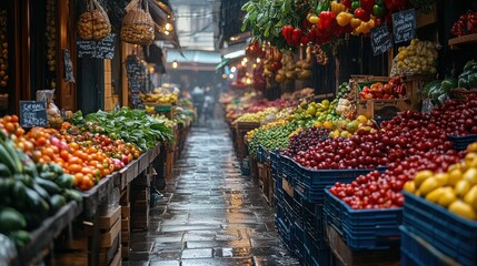 Sticker - Vibrant Produce at a Local Market