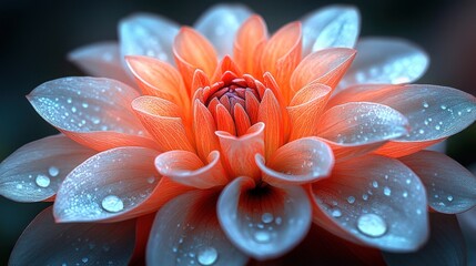 Sticker - Close Up of a Water Droplet Covered Dahlia Flower