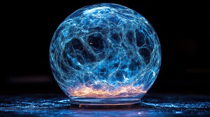 Wall Mural - Blue and Orange Crystal Ball with a Glowing Light Inside