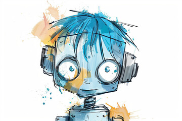 AI generative picture of fantasy cartoon character modern robot