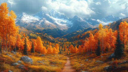 Vibrant autumn foliage in a scenic mountain landscape