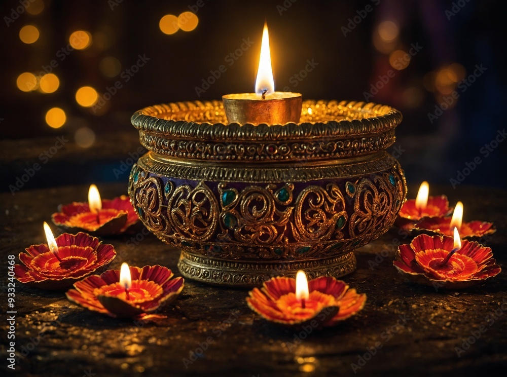 Women in traditional attire perform Diwali rituals, celebrating with ...