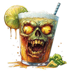 Wall Mural - zombie cocktail clip art isolated on white background