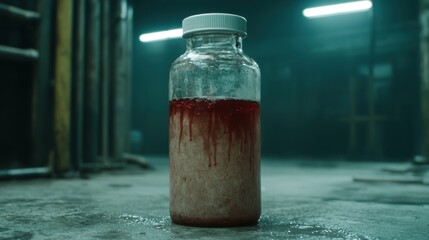 Poster - mysterious red liquid in glass bottle