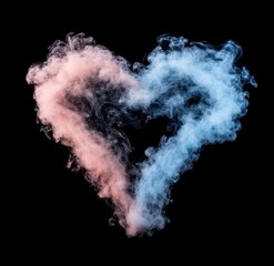 Poster - Swirling heart-shaped smoke cloud on black background