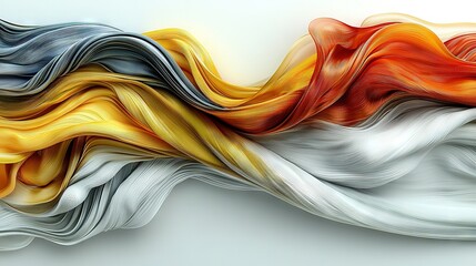 Wall Mural -  white, orange, yellow, grey lines on a white canvas