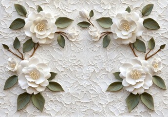 Wall Mural - beautiful white floral pattern background