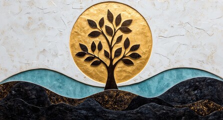 Canvas Print - abstract tree of life design on textured background